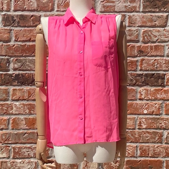 American Eagle pink button down sleeveless sheer top / S / Excellent condition - Picture 4 of 14